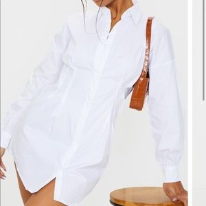 White fitted shirt dress
